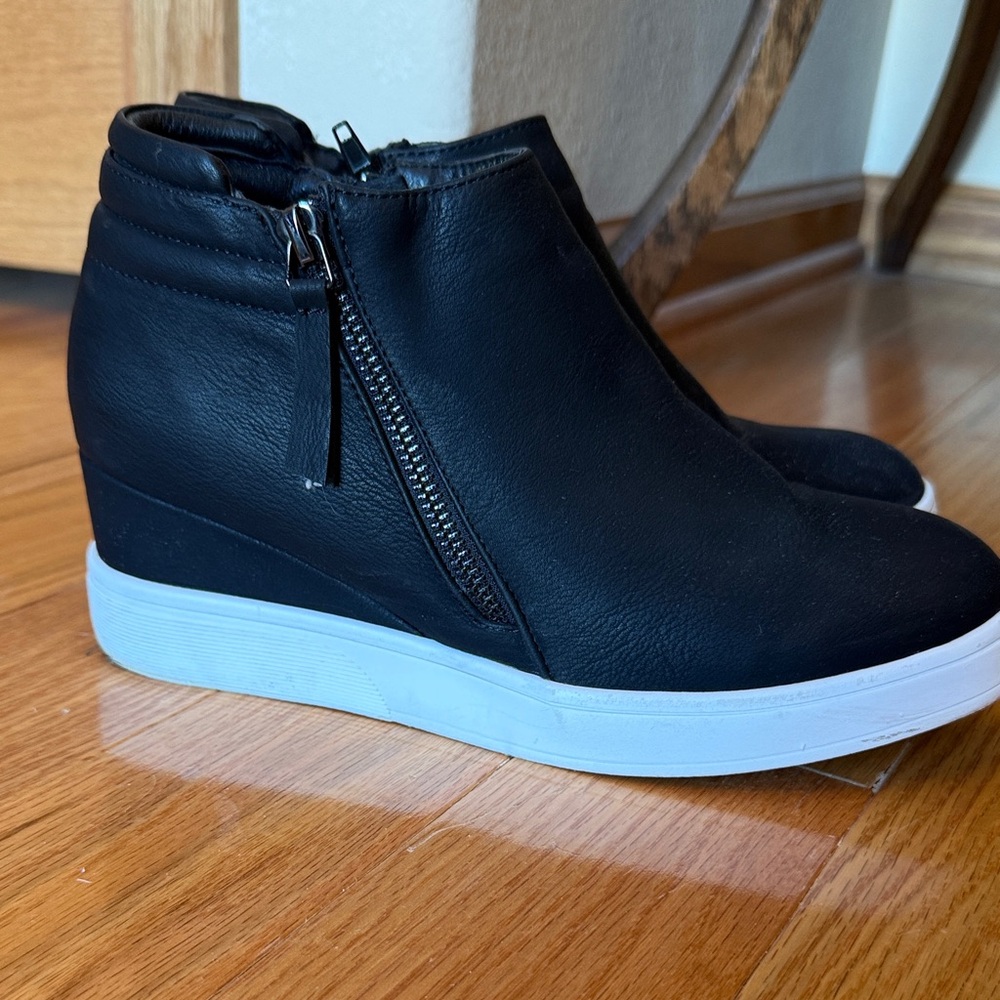 Black Wedge Ankle Boots - gently used